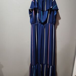 Banana Republic Navy Maxi Dress with Multicolor Stripes